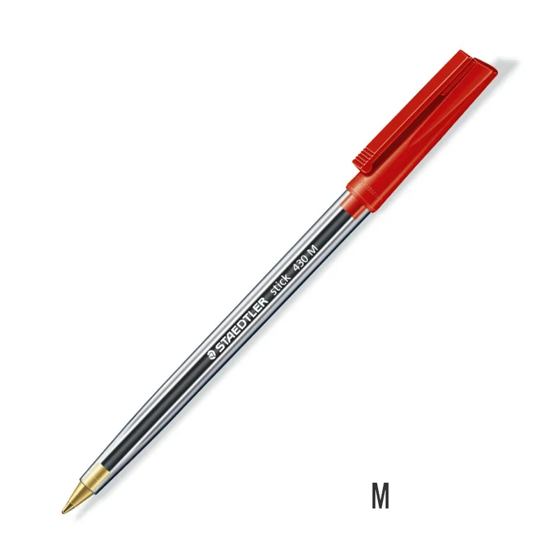 Ручка STAEDTLER 430F/M Canetas шариковые ручки Черный Синий Красный Ручка Студенческая Caneta офисная Lapiceros Creativos Papeleria Y Oficina - Цвет: red M