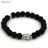 2017 new brand trendy buddha charm bracelets for men black beads for women men jewelry pulsera hombres