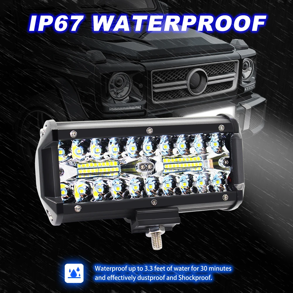

2PCS 7 Inch 240W 16000LM Led Work Light Car Driving Lamp Light Bar Combo 4WD Trucks Vehicles Led Bar
