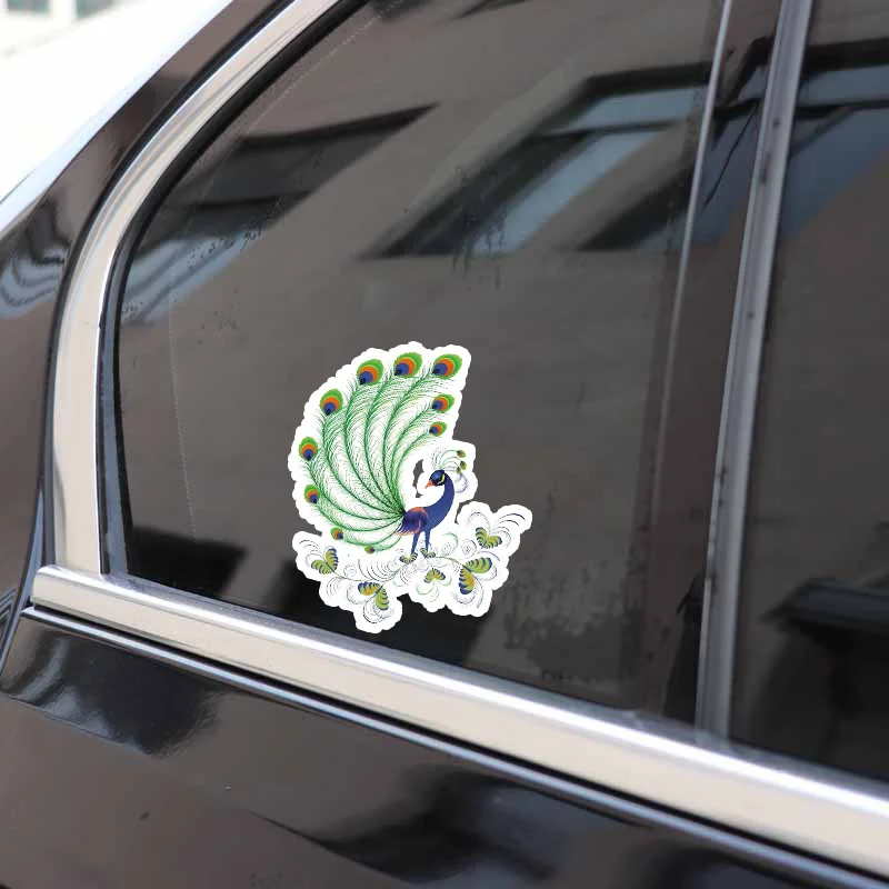 

YJZT 11.7CM*14CM Beautiful Peacock On The Grass PVC High Quality Car Sticker 11-01453