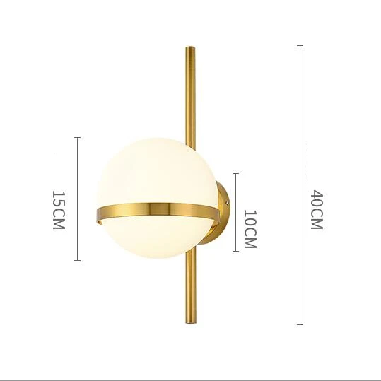 gold D15cm Скандинавский минимализм стеклянный глобус блеск E27 светодиодный настенный светильник коридор Ретро светодиодные настенные бра черные/золотые металлические светильники для освещения - Цвет абажура: gold D15cm