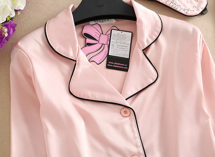 Корейская Пижама женская зимняя Шелковая пижама с длинным рукавом и отложным