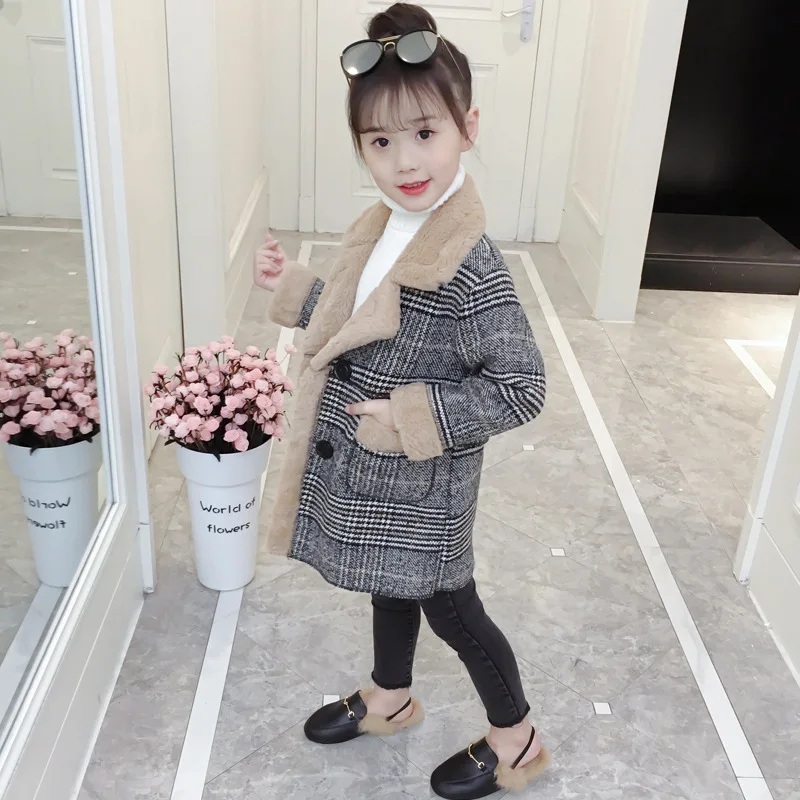 Fashion Winter Girls Long Jacket Thick Warm Plaid Coats Heavyweiht Girl Outerwear Children New Kids Child Clothing | Детская одежда и