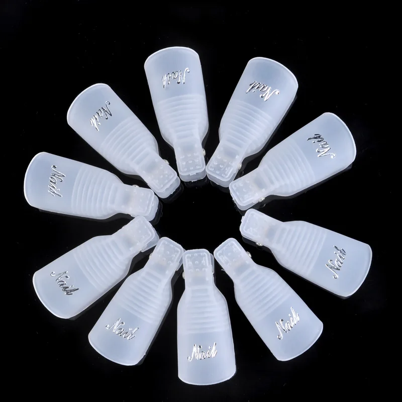 6 цветов 10 шт/упак. пластиковый дизайн ногтей замочить от крышки клип средство для