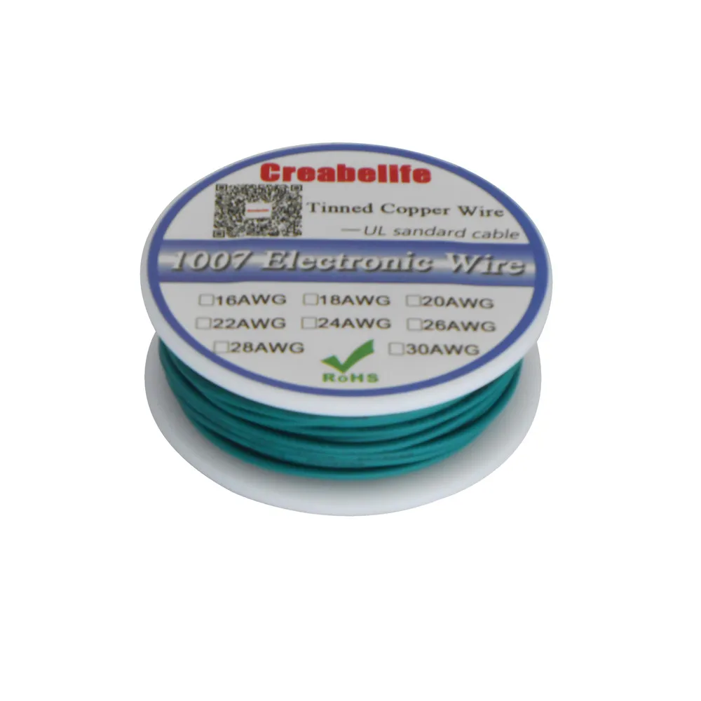green 10m 10 м UL 1007 24AWG 12 цветов Электрический провод кабель Линия Луженая Медь PCB Провод RoHS UL сертификация изолированный светодиодный кабель - Цвет: green 10m
