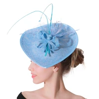 vintage imitation sinamay big fascinators ladies derby big chapeau hats weddings headpiece headband women church hair accessory