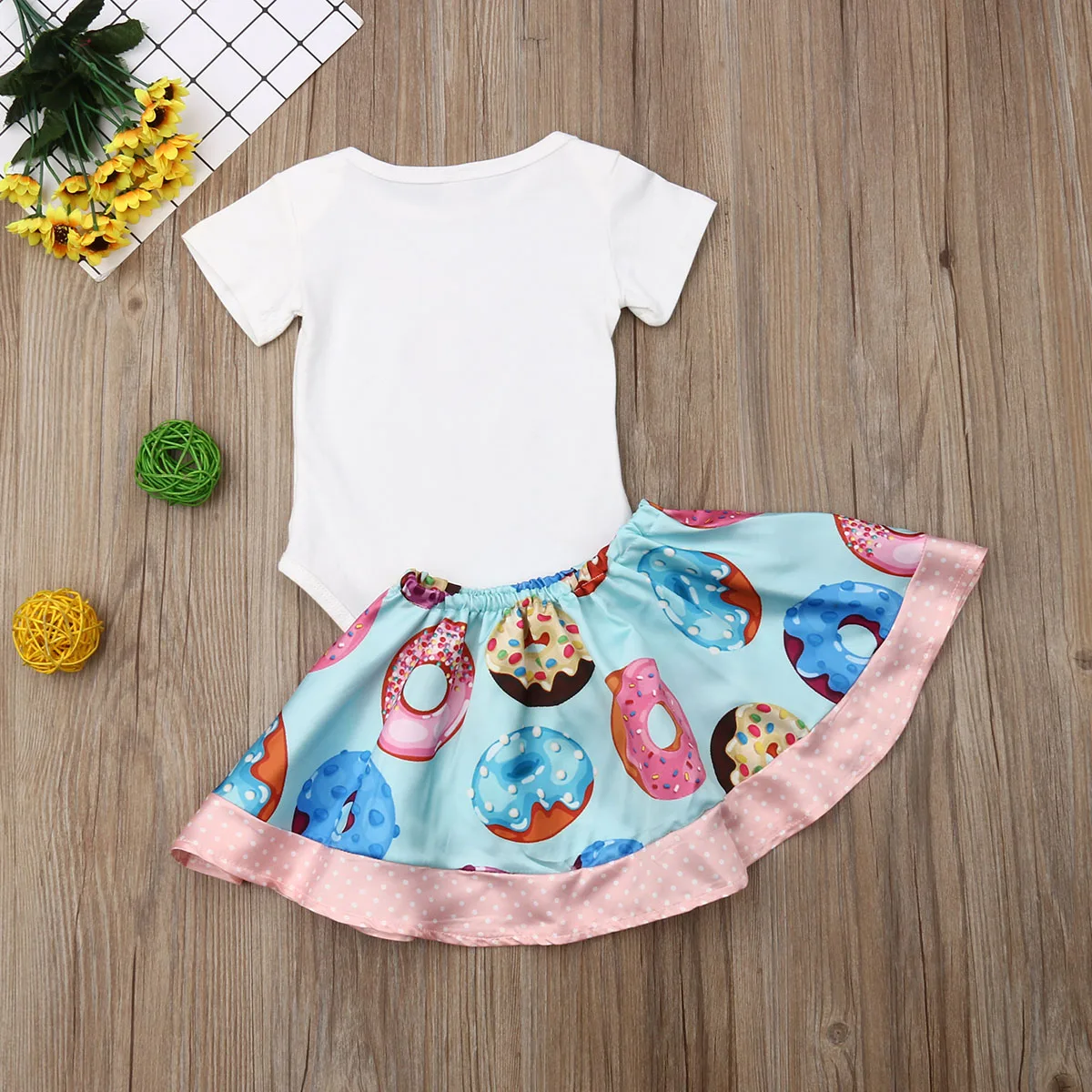 Комплект хлопковой одежды из 2 предметов для новорожденных девочек боди топ +