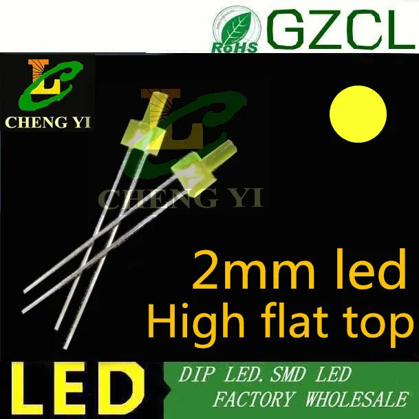 Бесплатная доставка Желтый 2 мм dip eld 585 595nm форма башни сквозное отверстие led 0 V (CE &