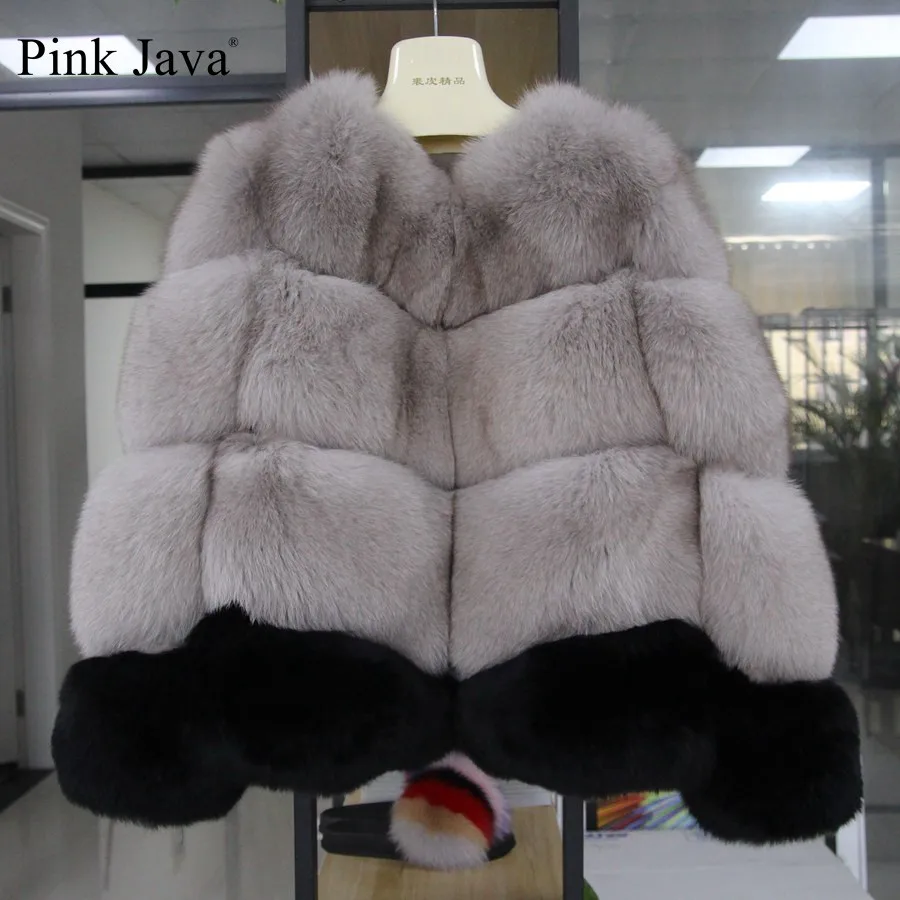 Женская меховая куртка PINK JAVA QC1889 толстая пушистая Меховая с длинным рукавом цвет