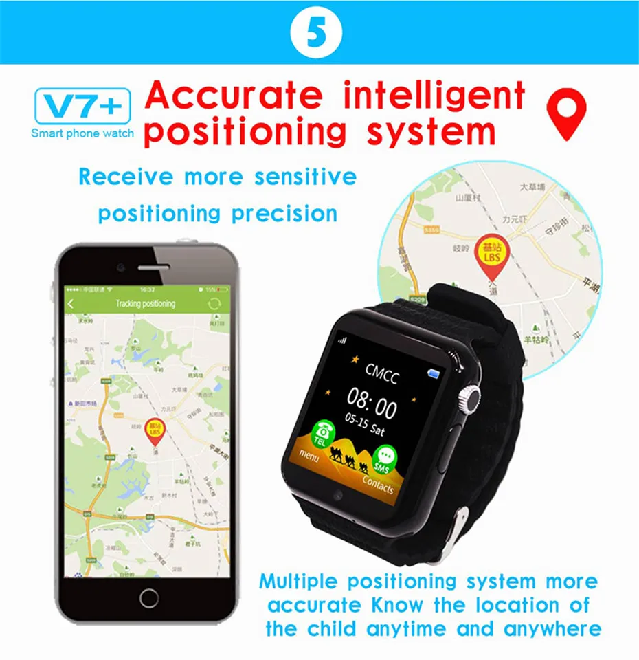 Модные V7 детей gps Камера аварийного безопасности Anti потерял Водонепроницаемый многофункциональный Шаг Спорт трекер телефон часы часы gps телефон часы
