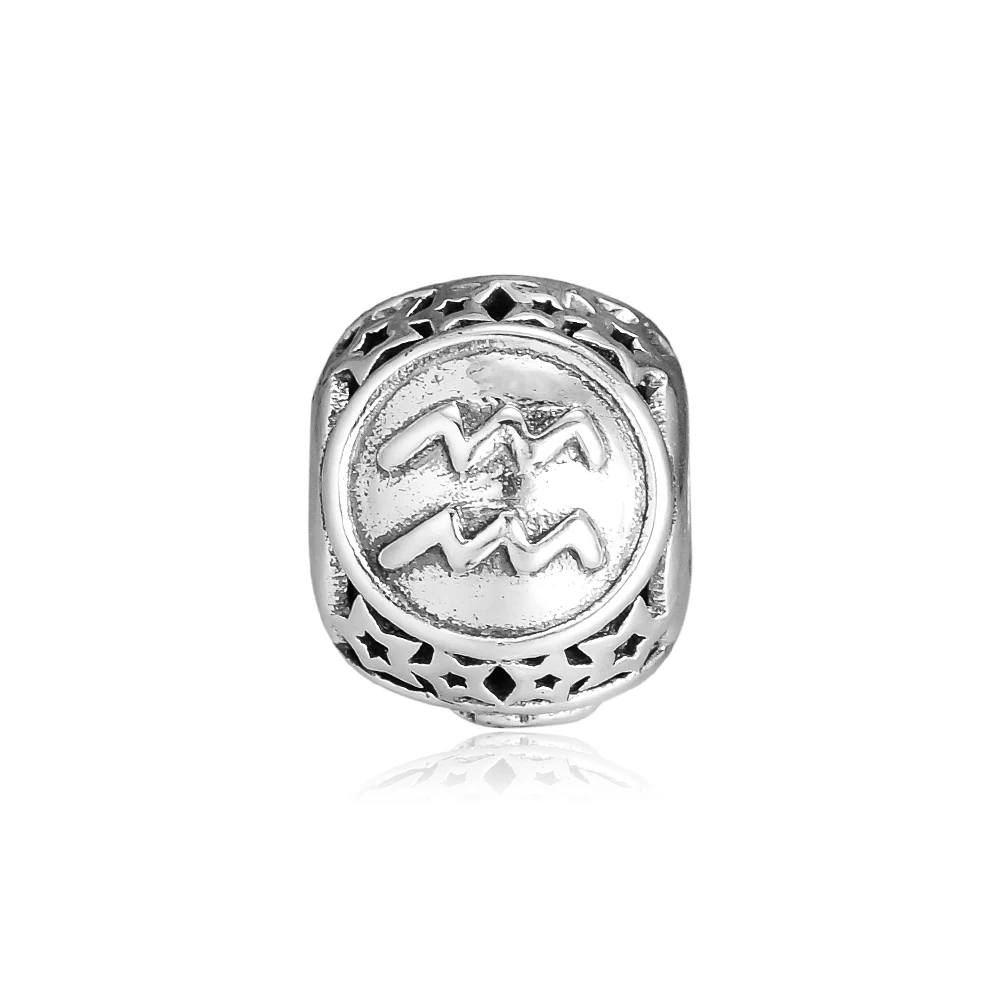 Подходит для браслетов Pandora Aquarius Star Sign Charms 100% серебряные бусины 925 пробы