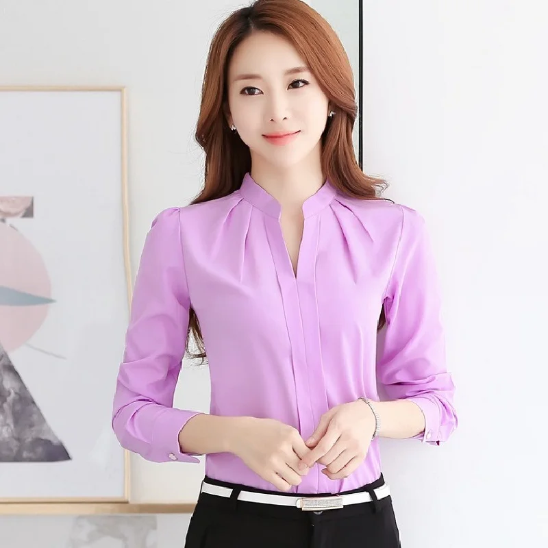 Женская весенне-осенняя шифоновая блузка с длинными рукавами сексуальная