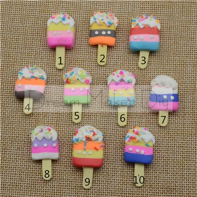 10pcs/lot Polymer Hot Clay Sprinkles Ice Cream stick for Crafts Making, DIY
