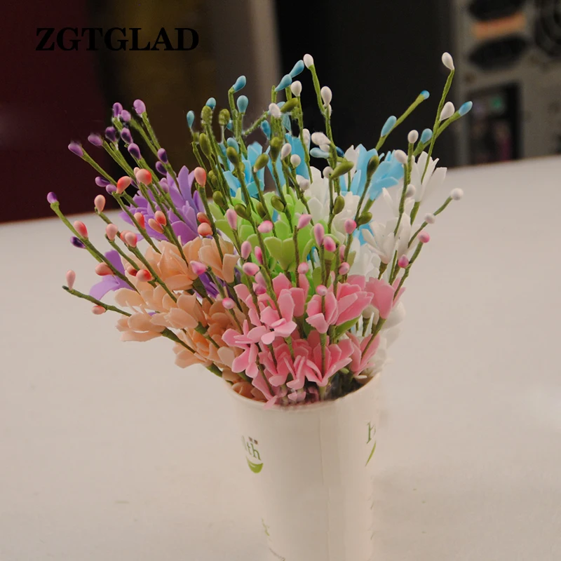 10 шт./лот Новые бусины, почки, железные ветви, искусственные цветы, свадебное украшение, декорирование венка, поддельные цветы, декорирование скрапбукинга.