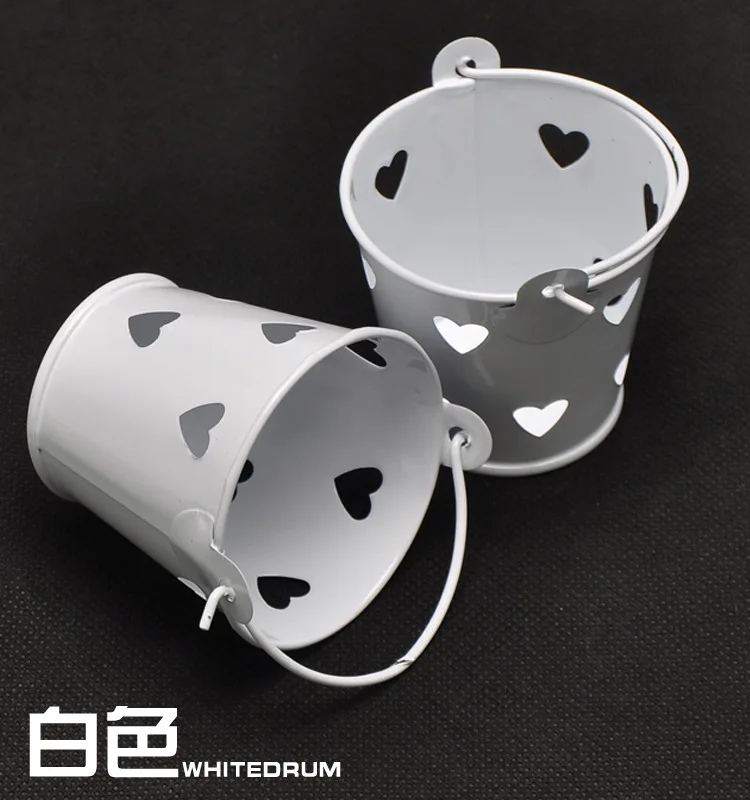 100 шт. красочные сердца полые Олово ведра Mini Bucket свадьба коробка конфет шоколад