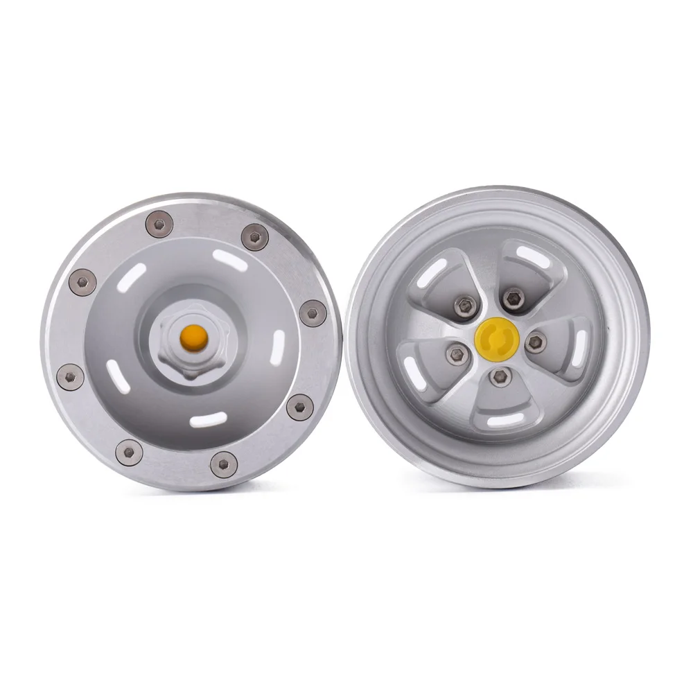 Цвет: желтый DJX 4 шт. Матовый Серебряный 1,9 Beadlock колеса диски для 1/10 RC Гусеничный осевой SCX10 II 90046 Traxxas TRX4 D90 - Цвет: Цвет: желтый