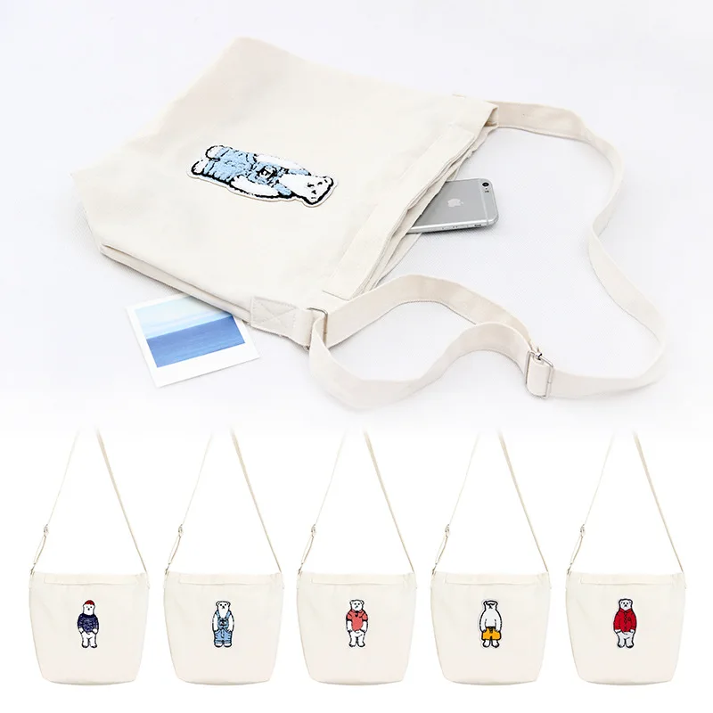 YILE хлопковая Холщовая Сумка через плечо сумка с аппликация медведь Y13|bags with|shoulder