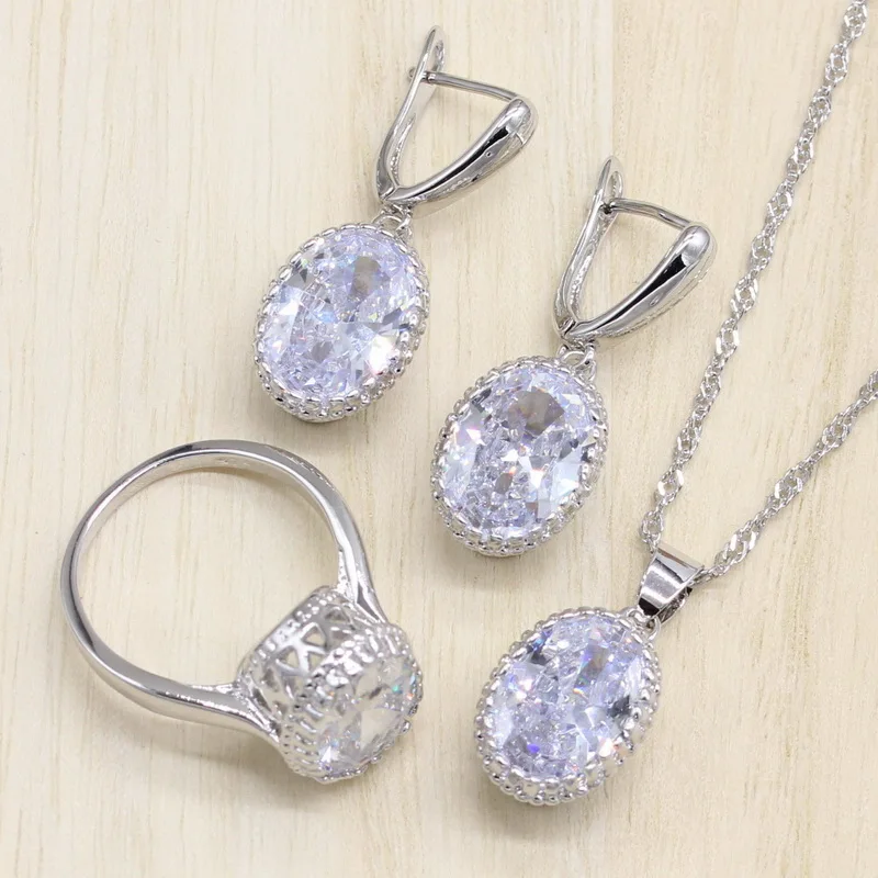 Ювелирные изделия серебряного цвета с белым/шампанским/фиолетовым цирконом