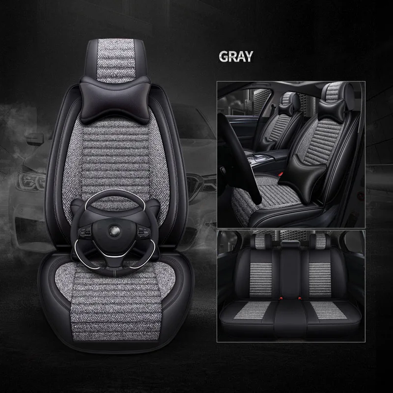 Лен Универсальный Авто Чехлы для Nissan классический X-trail t31 Tiida Juke Teana автомобилей Автомобильные Аксессуары Укладка - Название цвета: Gray