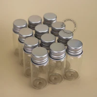48pcslot promotion excellent meke up tools 10ml glass sample bottle with aluminium capcosmetic container refillable packaging