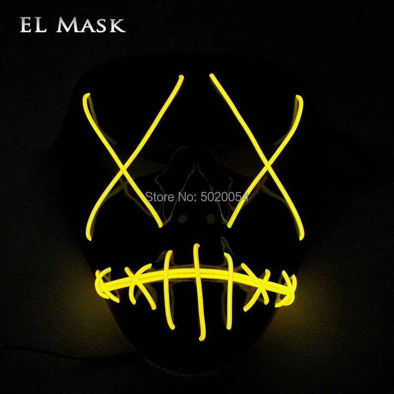 High-Grade Led Neon Glowing Mask Scary Flashing EL Festival Light Cosplay in Dark Masquerade Birthday Gift | Тематическая одежда и