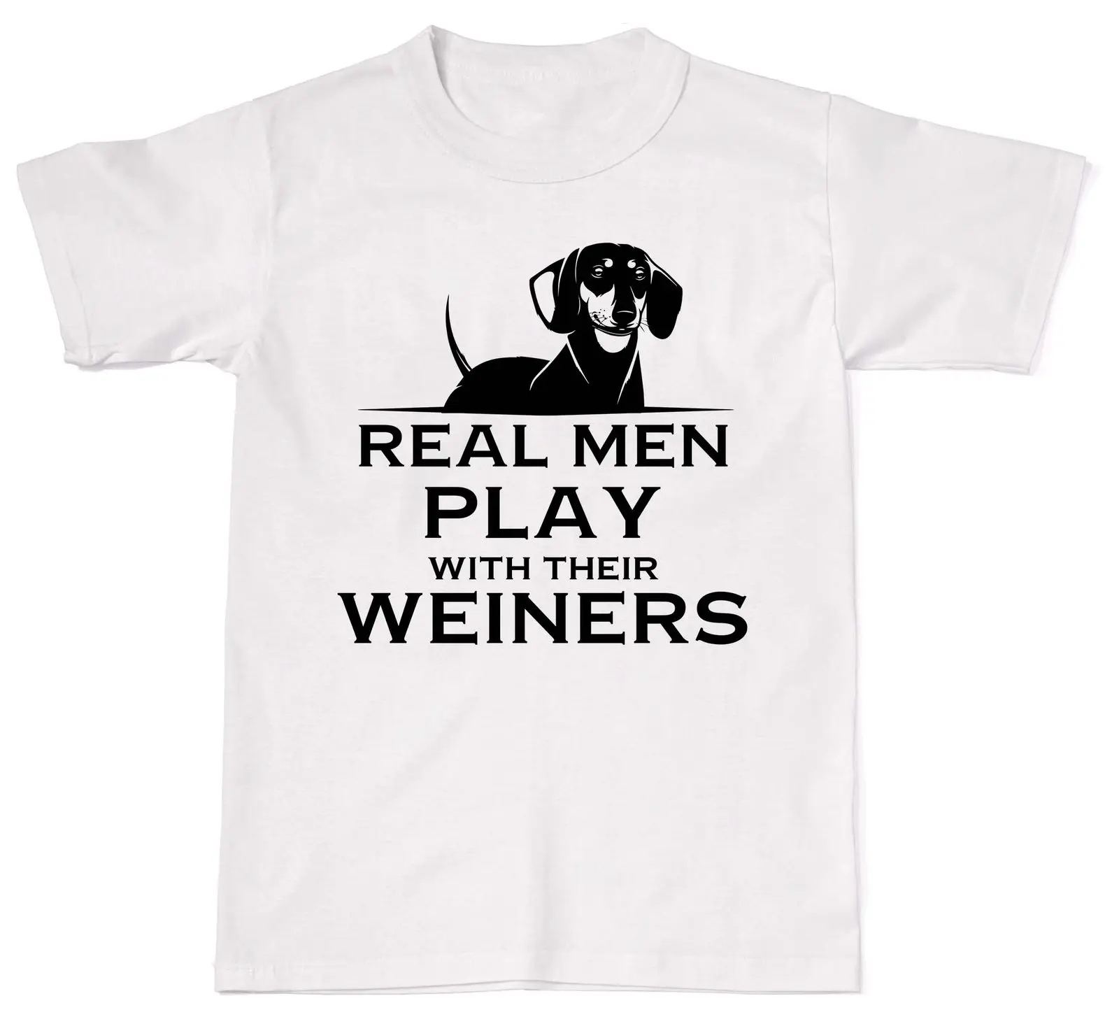

2019 Men Hip Hop Fashion Casual Tee Shirt for Men Real Men Play with Their Weiners Funny Cute Dog Unisex Make Shirts