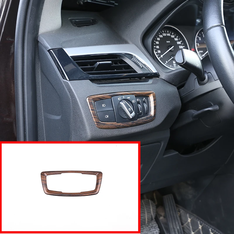 For BMW X1 F48 2016-2019 X2 F47 2018 ABS Pine Wood Grain Head light Headlight Switch Button Cover Trim Car Accessories | Автомобили и