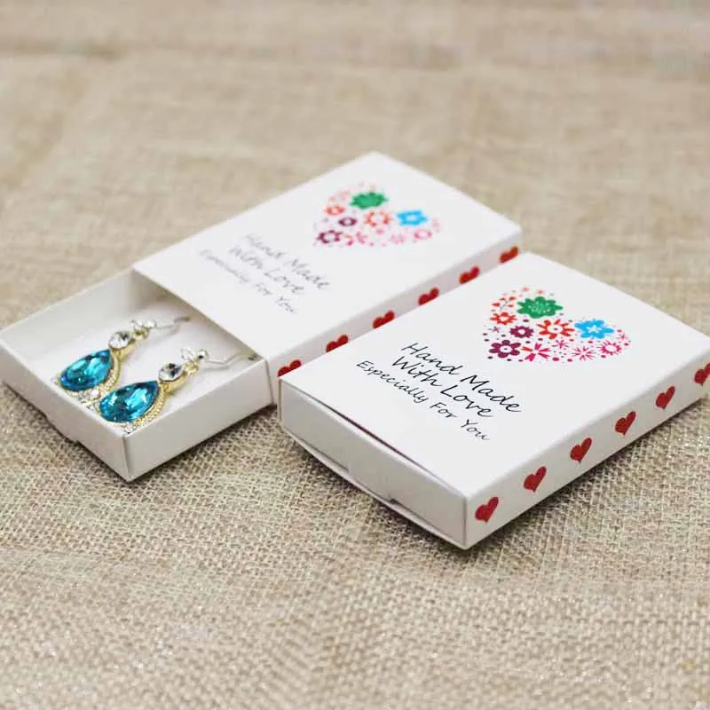 50 шт белый Картон глянцевая ламинация горка коробка ювелирных изделий ожерелье