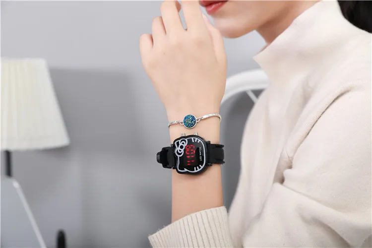 Часы с рисунком hello kitty детские кожаные ремни наручные часы для девочек Детские Кварцевые часы Hellokitty милые часы Montre Enfant