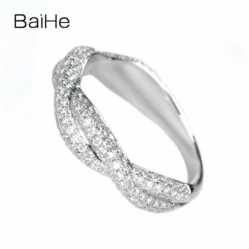 BAIHE однотонное 14K белое золото 1ct сертифицировано H/SI круглые натуральные