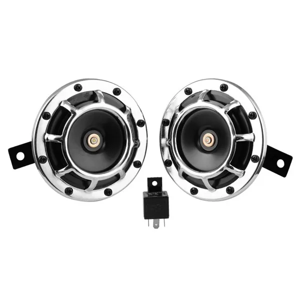 12V красный супер громкий решетчатый компактный электрический громкий сигнал для универсальных автомобилей и мотоциклов - Цвет: Серебристый