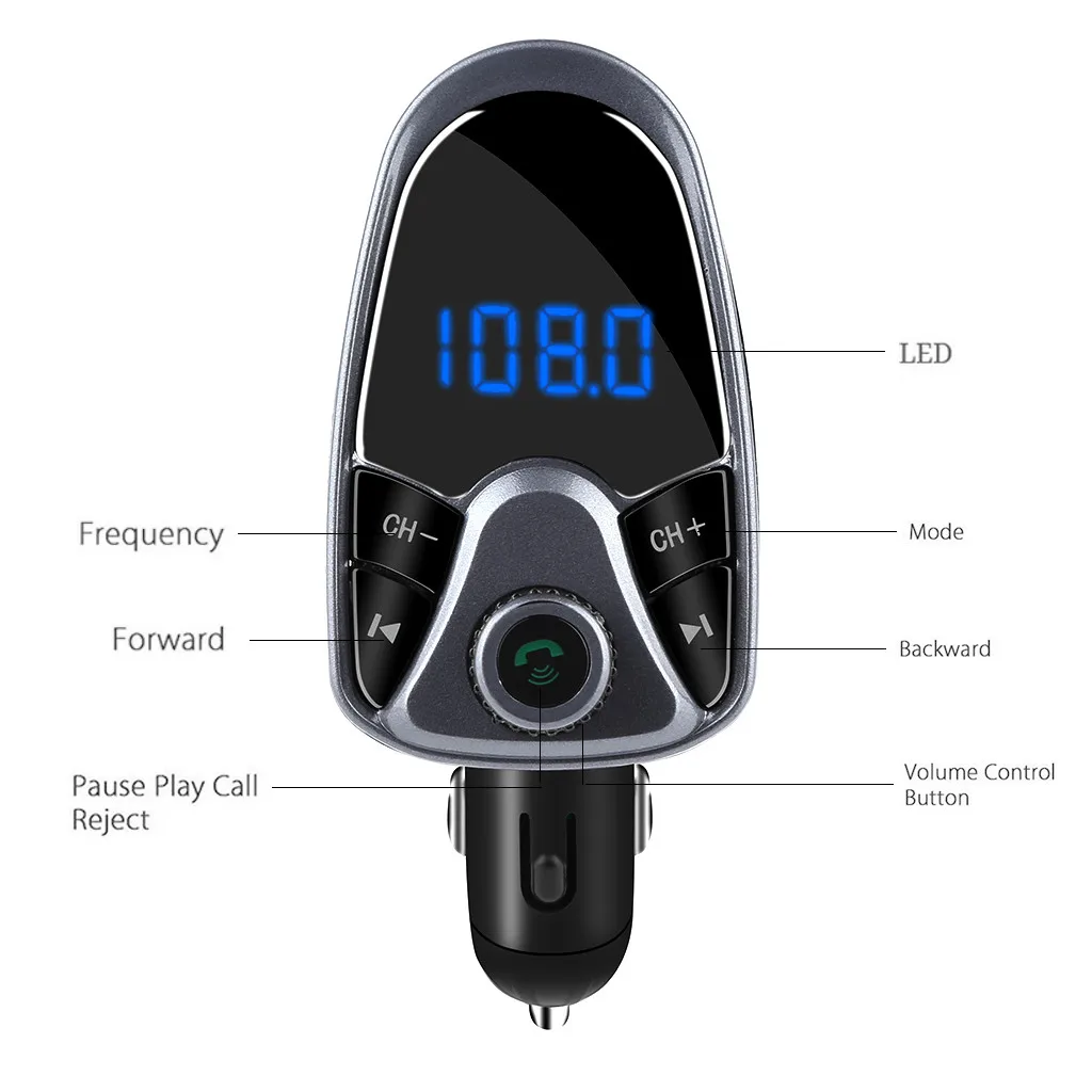 FM Bluetooth передатчик громкой связи модификатор автомобильный аудио-MP3-плеер Поддержка карты TF U диск AUX аудио вход
