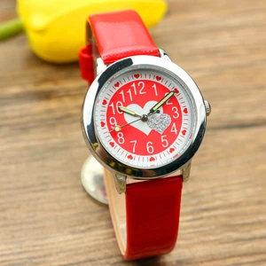 Милые детские кварцевые часы с мультяшным рисунком, высокое качество, средние и маленькие дети, милые часы в форме сердца с циферблатом с драгоценным камнем, кожа, желе, подарочные часы
