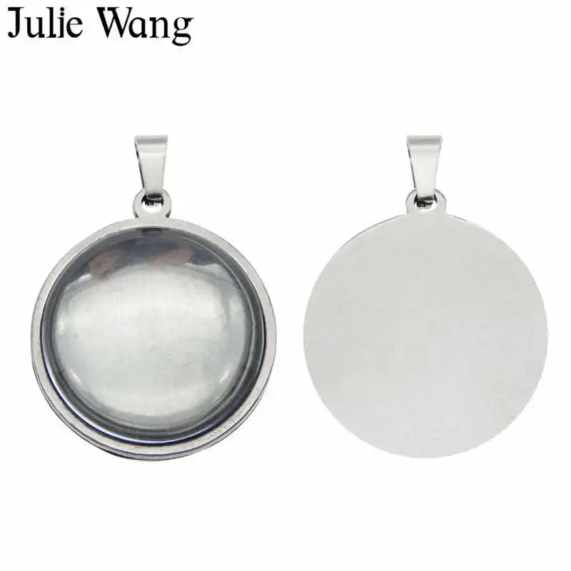 Julie Wang 1 шт. 25/30 мм нержавеющая сталь круглая рамка кабошон базовые настройки