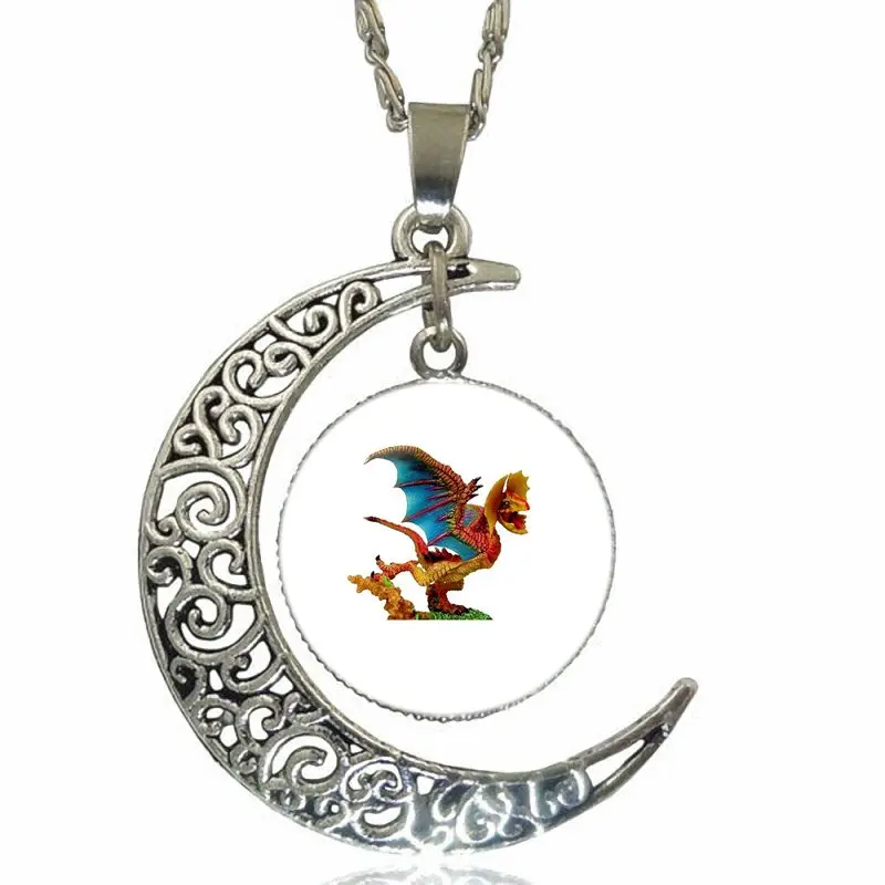 Большая Птица Дракон Серебряный цвет стекло кабошон с выдалбливают подвеска в