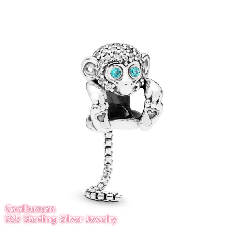 

Summer 100% 925 Sterling Silver Sparkling Monkey Charm animal beads Fits Original Pandora bracelets Jewelry Making