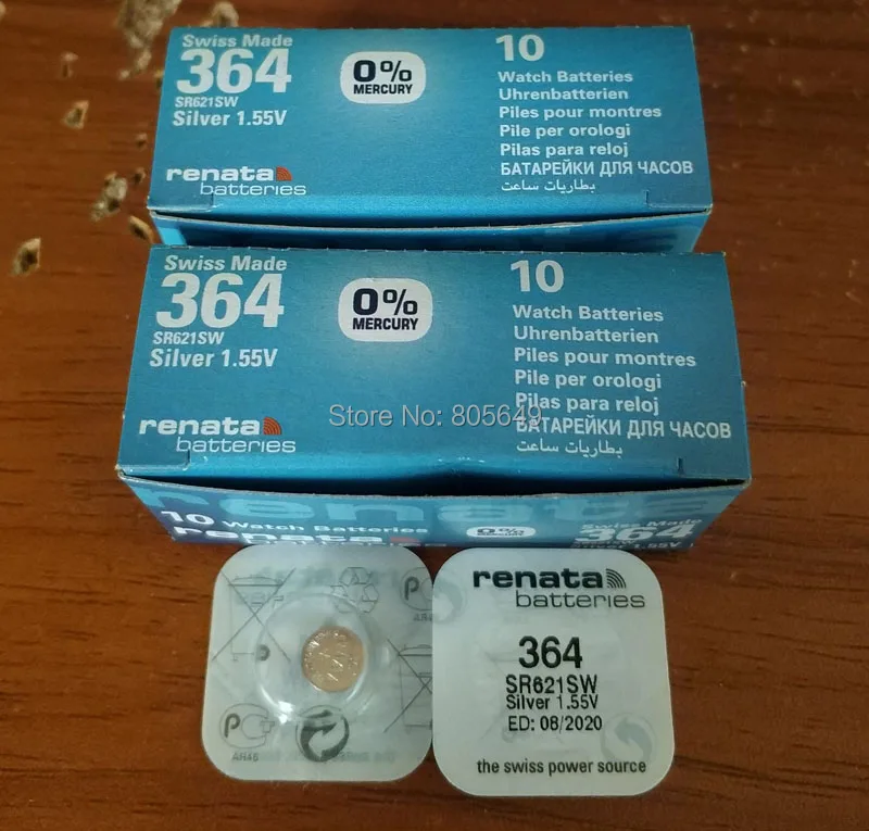 100Xrenata Серебряный оксид часы батарея 364 SR621SW 621 1 55 V 100% оригинальный бренд renata батарея|watch battery 364|watch batterybattery |