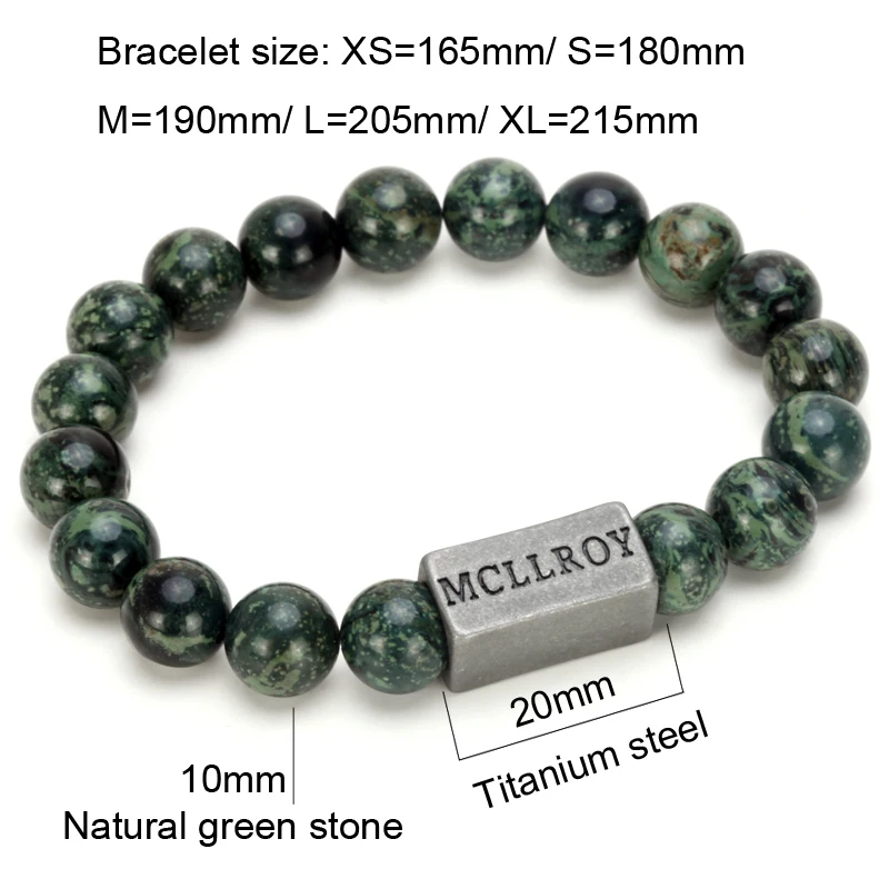 Mcllroy Бусы из натурального камня браслет для мужчин ручная работа нержавеющая