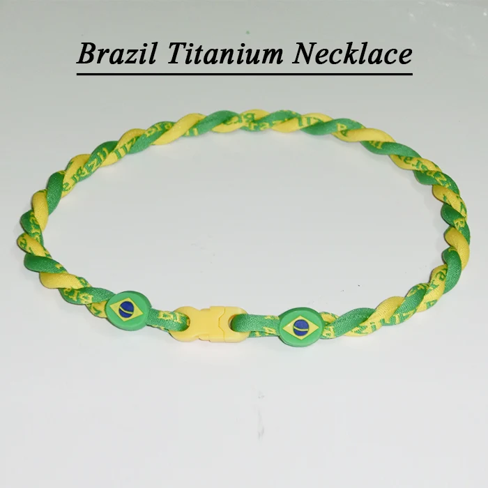 

2017 Brazil flag color titanium sports necklace