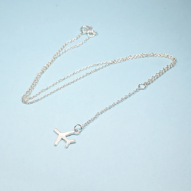 2pcs Trendy Gold Silver Plane Pendant Airplane Choker Aircraft Chain Layered Necklaces for Women Girls Fashion Charm Jewelry|Ожерелья с
