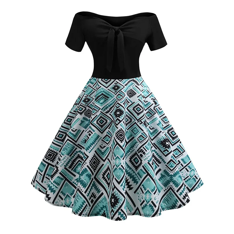 Плюс размеры для женщин летние пикантные Slash Nech платья с короткими рукавами