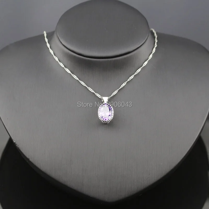 Exquisite Silver Color Jewelry Sets For Women Purple zircon Necklace/Earrings/Ring/Bracelet Crystal Set Bjs02-002-02 | Украшения и