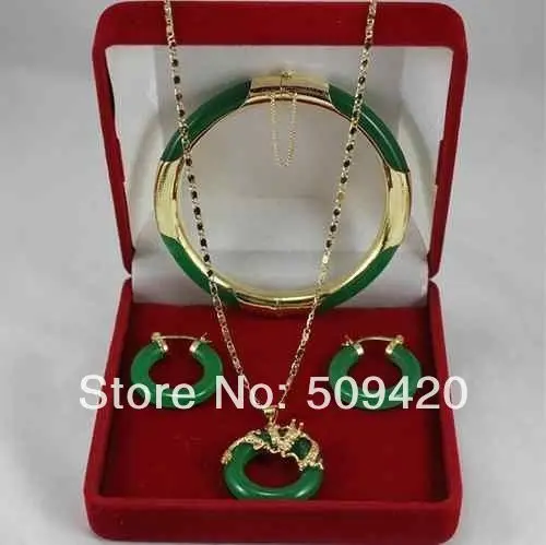 Free Shipping Wholesale&gt&gt&gtReal natural jade pendant necklace earring bracelet set | Украшения и аксессуары