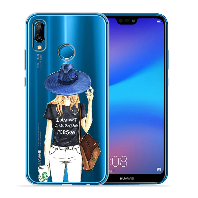 Модный мягкий силиконовый чехол для девушек телефона Huawei P20 Lite Pro P30 P8Lite P9Lite 2017 P Smart