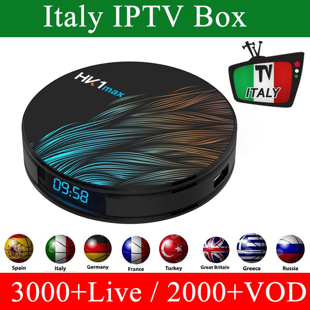 Итальянская IP tv HK1 MAX Android9.0 ТВ приставка 2 Гб 16G 4K 1 год Италия Турецкий Арабский iran греческий Великобритания Чешский канал Смарт ТВ приставка