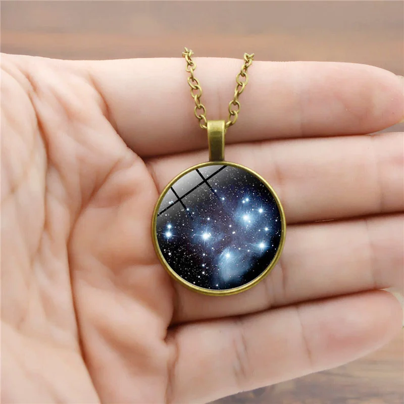 Новые ручной работы Pleiades/star Кластера Кулон Вселенной Galaxy ожерелье ювелирные
