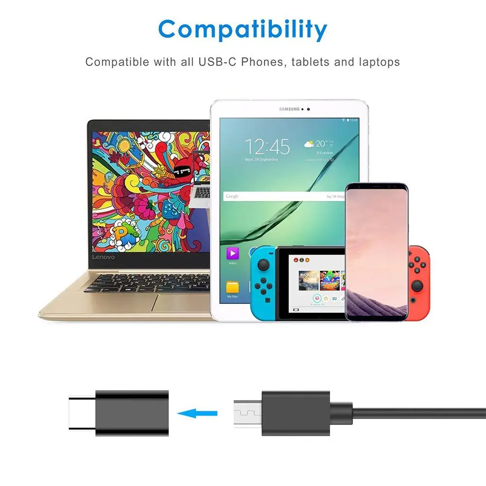 2 шт. USB Type-C адаптер Micro Female к 3 0 Type C Штекерный кабель конвертер разъем быстрая