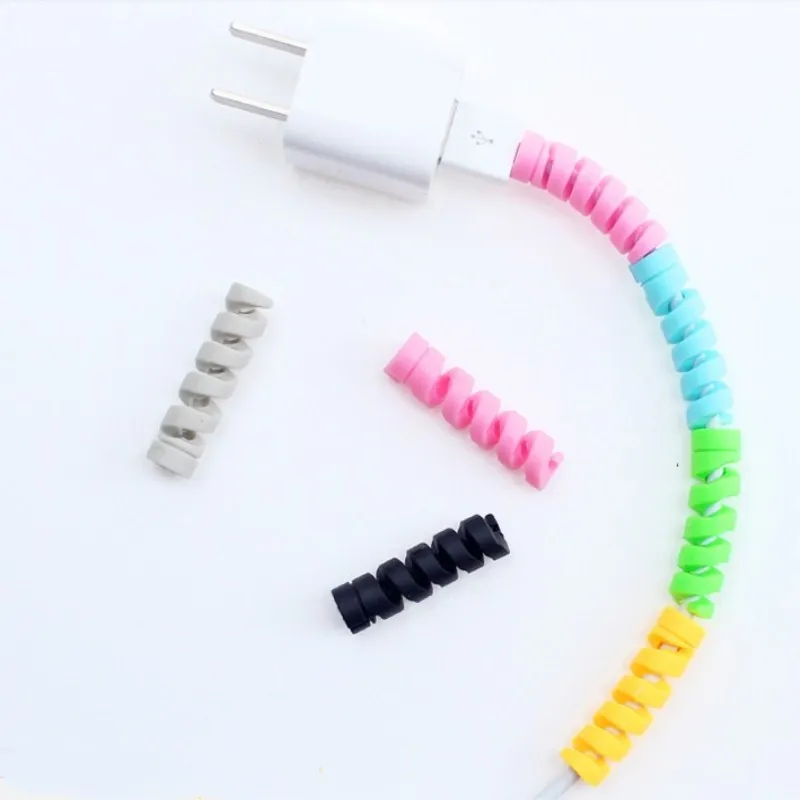 4 шт. Силиконовая защита спирального кабеля для iphone устройство намотки Usb-кабеля