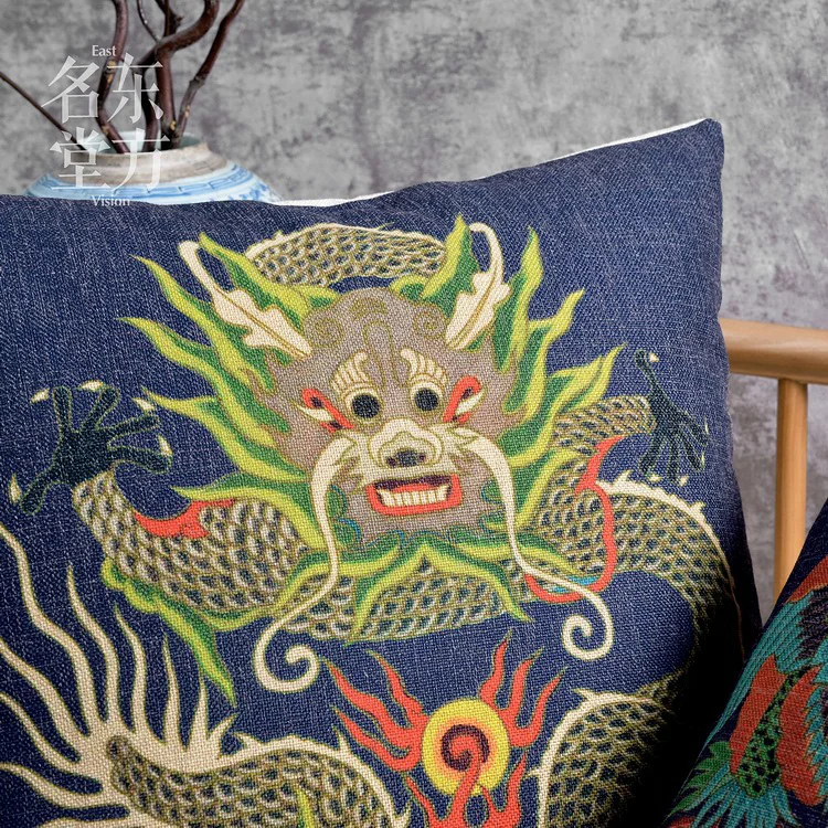 china classic cushion Cotton Linen Sofa Cushion dark blue dragon and Throw Decorative Pillow Home Car Seat Decor | Дом и сад