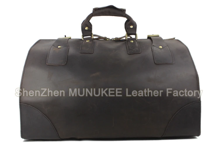 2018 Vintage Crazy Horse Real Leather Travel Bags Hand luggage Bag Big Men Genuine Leather Duffle Bag Weekender Tote Large Bag